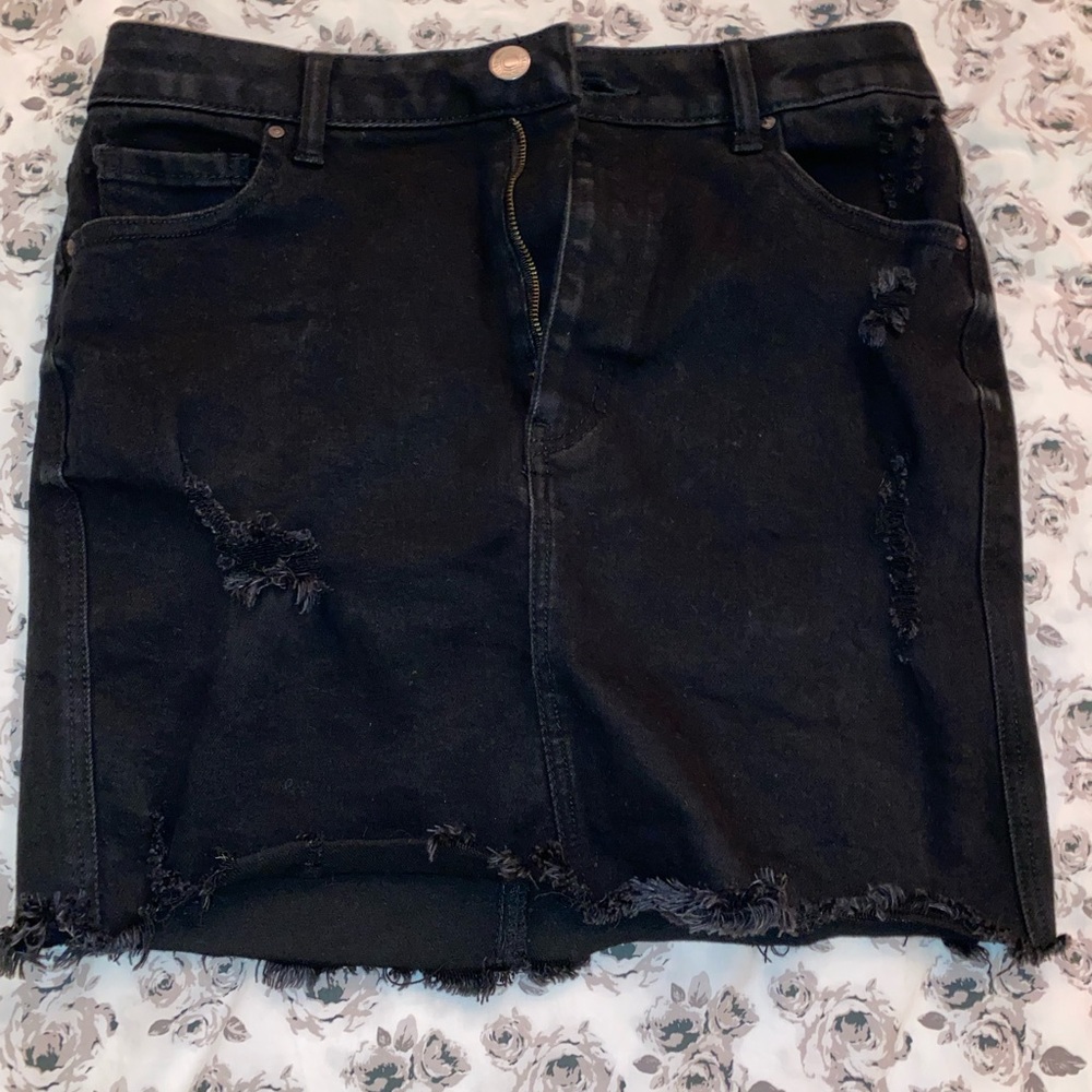 acid washed black  skirt